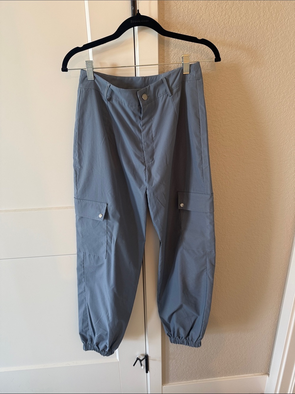 SHEIN Slate Blue Cargo Jogger Pants with Pocket Flaps